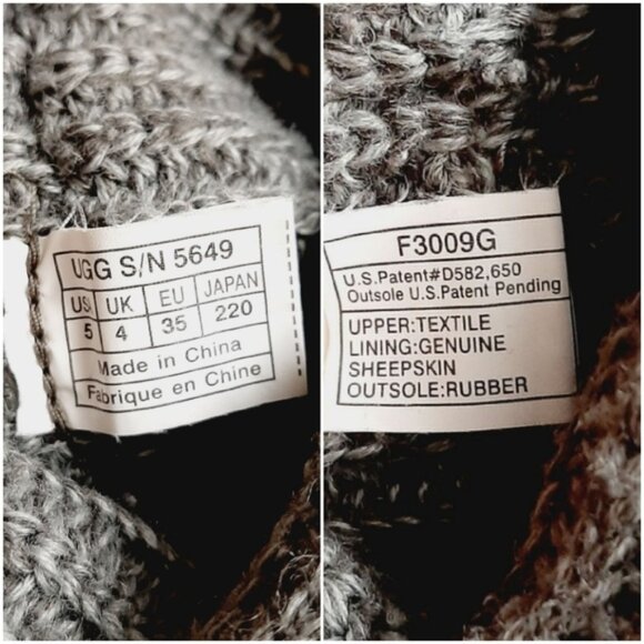 UGG Classic Cardy Boots 2-Button Tall / Fold-Over Knit Grey Sz 5 - Picture 14 of 16
